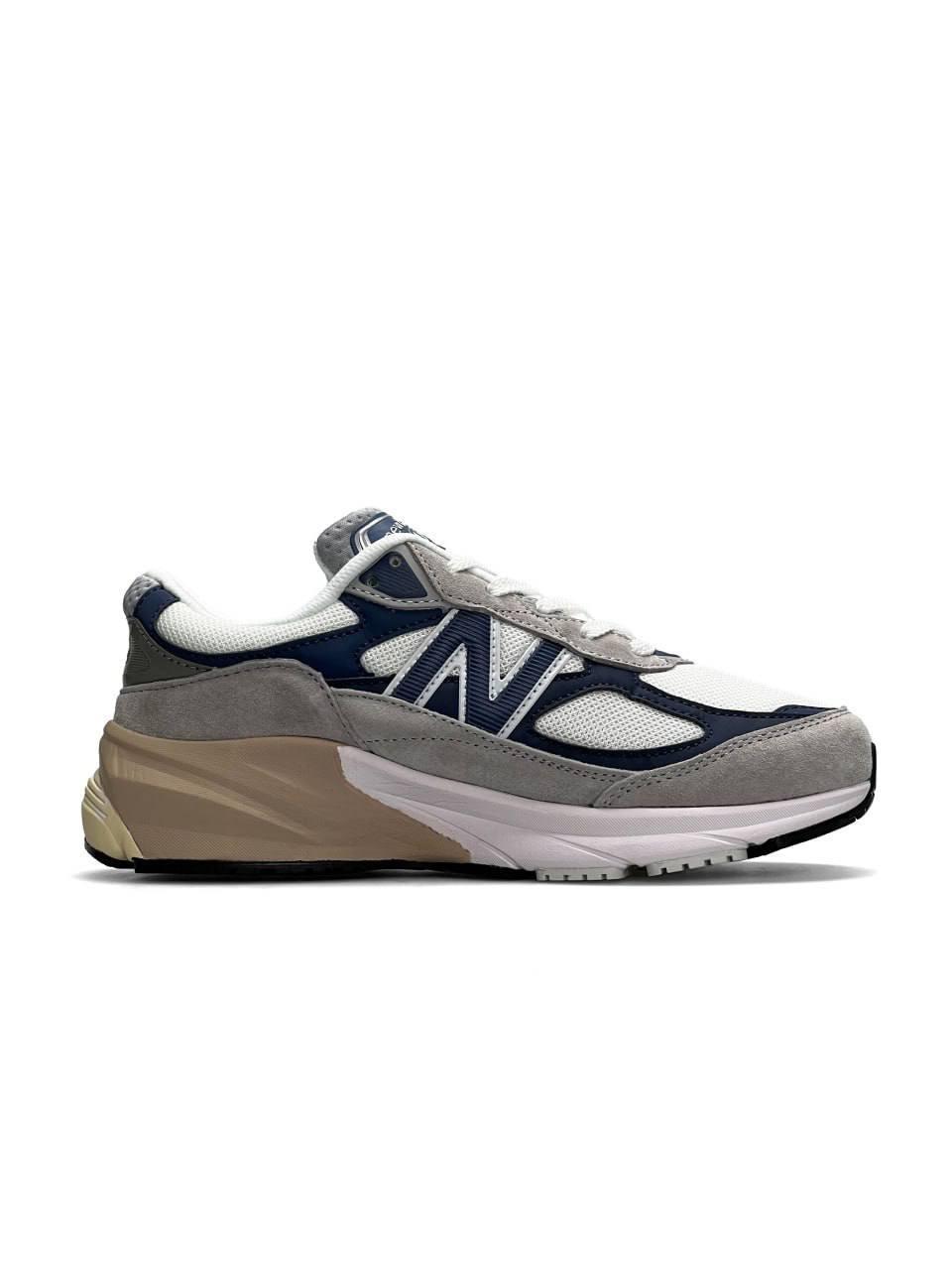 Чоловічі кросівки замша сітка New Balance 990V6 Gray White Navy, кеди Нью Беленс сірі 42