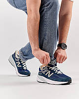 Чоловічі кросівки замша сітка New Balance 990V6 Navy White, кеди Нью Беленс сині. Чоловіче взуття