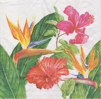 Салфетки бумажные "Тропические цветы"
