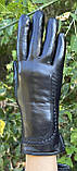 Жіночі шкіряні рукавички на мутоновому хутрі, фото 4