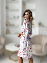 Жіночі халати COSY полірований штапель розмір S, халат ароматний жіночий якісні Молочний з квітами