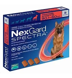Таблетки 3 шт Merial NexGard SPECTRA для собак 30-60 кг