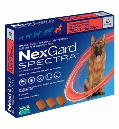 Таблетки 3 шт Merial NexGard SPECTRA для собак 30-60 кг, фото 1