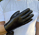Зимові чоловічі рукавички з натуральної шкіри. Підкладка з мутону, фото 4