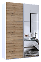 Шафа-купе двохдверна Doros G-Caiser 160х60х240 см Білий/Дуб евок/1 Дзеркало (DRS-011021)