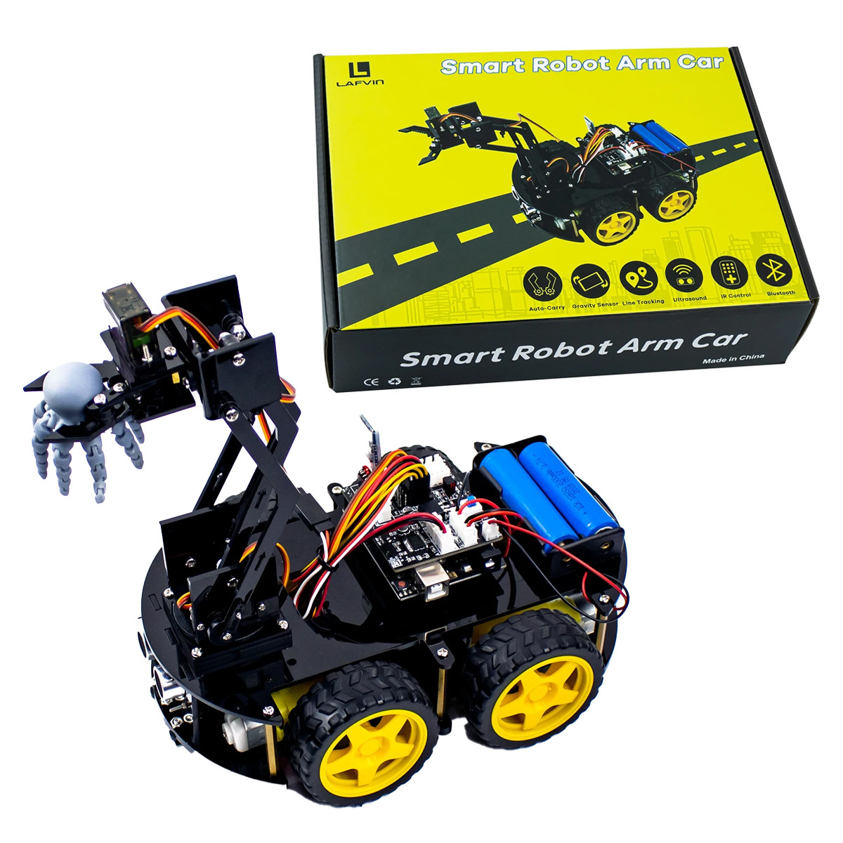 Механічний автомобільний комплект ArduinoLafvin 4WD з роботизованою рукою