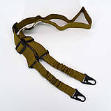 Тактичний двоточковий ремінь банджі через плече койот, фото 7
