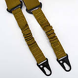 Тактичний двоточковий ремінь банджі через плече койот, фото 9