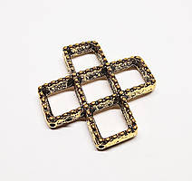 Намистини металеві Finding Рамка пласка ромби на 5 намистин до 6 мм Античне золото 24 мм х 24 мм х 5 мм Отвір 1 мм