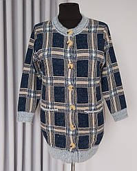 Жіночий кардиган в клітинку на гудзиках 56/58 р