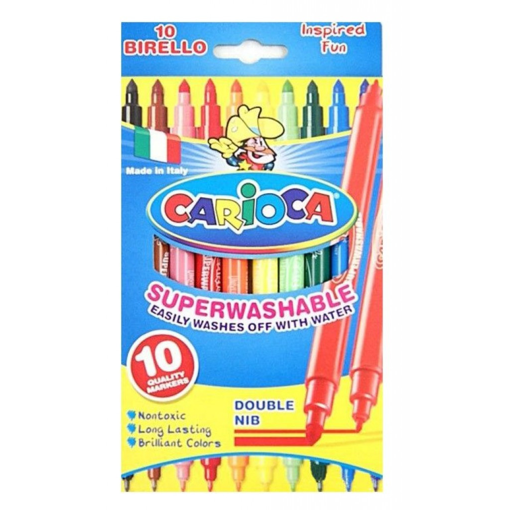 Фломастери двосторонні Carioca суперзмивні 10 шт.