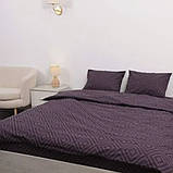 Сімейна однотонна постільна білизна сливовий ромб (23065) З двома підковдрами на блискавці Бязь Ранфорс, фото 2