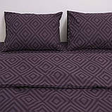 Сімейна однотонна постільна білизна сливовий ромб (23065) З двома підковдрами на блискавці Бязь Ранфорс, фото 5