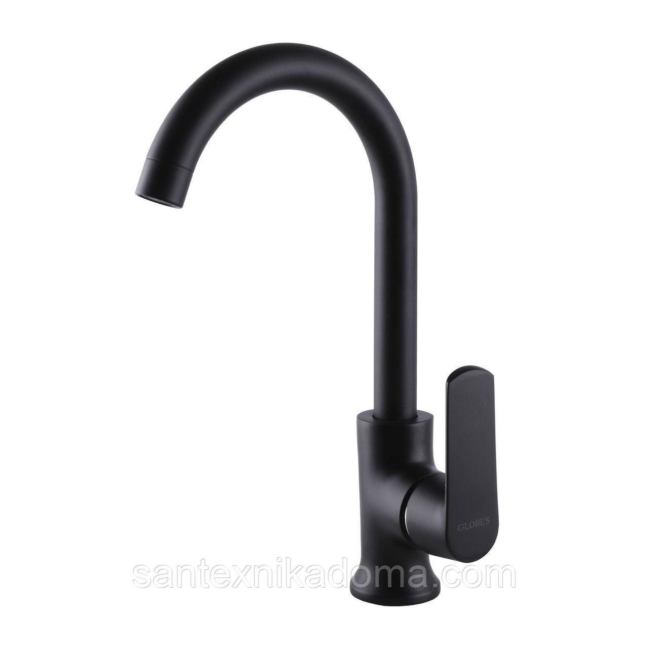 Змішувач на кухню Globus Lux Laguna GLA-0203SL-10-BB латунь у чорному кольорі