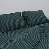 Сімейна однотонна постільна білизна зелена смужка (23064) З двома підковдрами на блискавці Бязь Ранфорс, фото 6