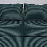 Сімейна однотонна постільна білизна зелена смужка (23064) З двома підковдрами на блискавці Бязь Ранфорс, фото 7