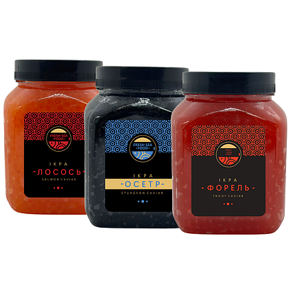 Набір з трьох видів ікри Лосось Форель Осетр 0,5+0,5+0,5, фото 2