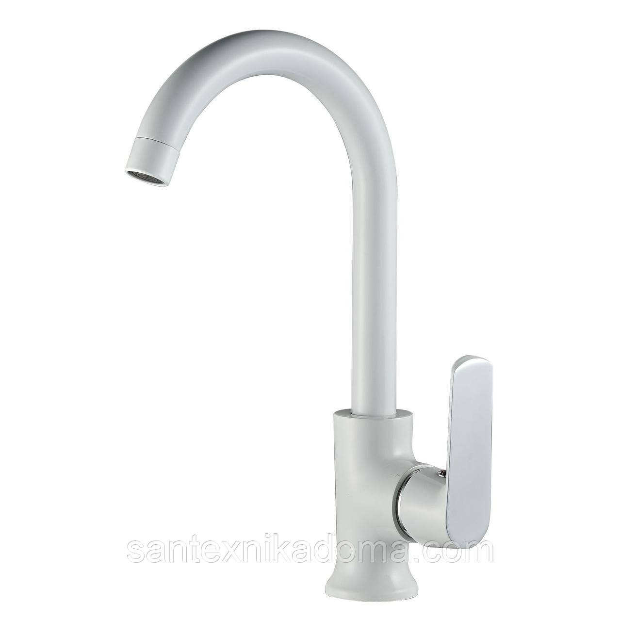 Змішувач на кухню Globus Lux Laguna GLA-0203SL-7-WHITE латунь у білому кольорі