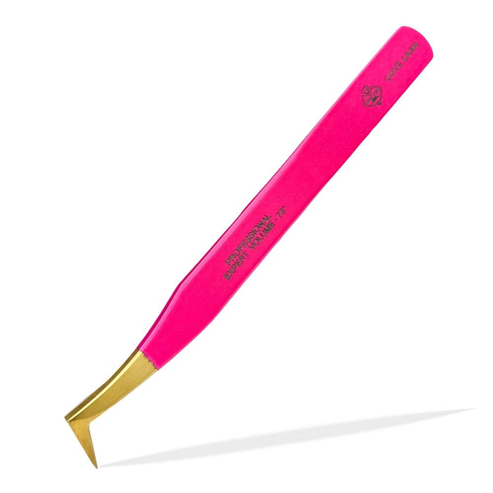 Пінцет LoveLash L-type 75° Pink-Glitter