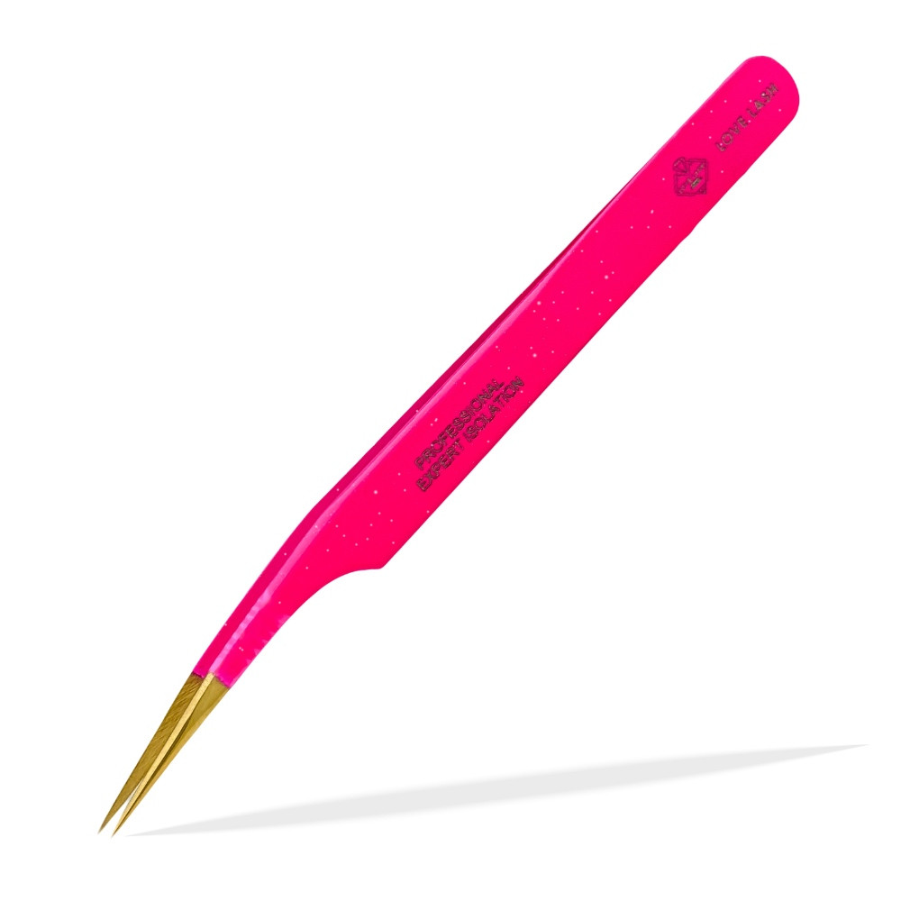 Пінцет LoveLash Прямий Pink-Glitter (PRO-12см)