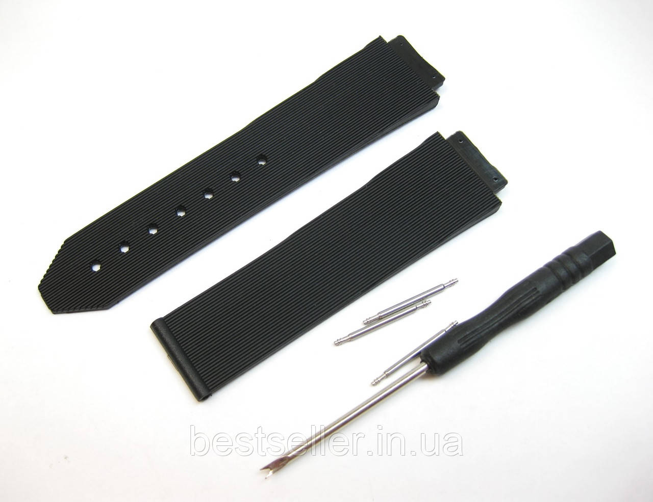 Ремінець до годинників HUBLOT 21x18mm чорний STRIPES AAA