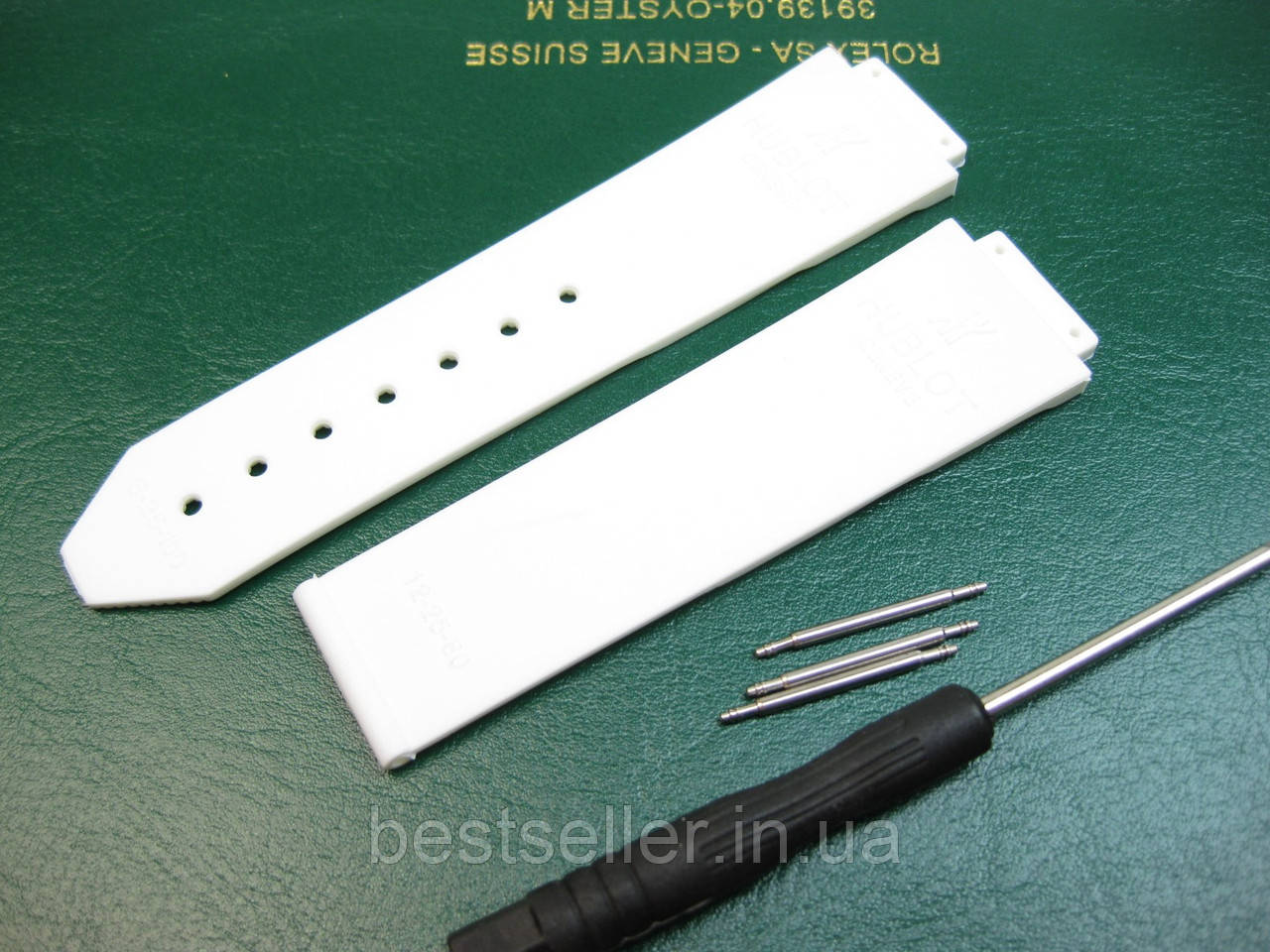 Ремінець до годинників HUBLOT 21x18mm білий STRIPES AAA