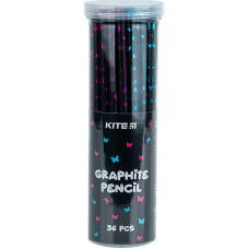 Олівець простий круглий "KITE" Butterfly, з кристалом, фото 2