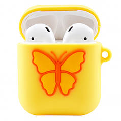 Чохол для AirPods силіконовий з HI-971 метеликом жовтий