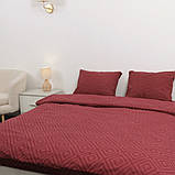Сімейна однотонна постільна білизна бордовий ромб (23063) З двома підковдрами на блискавці Бязь Ранфорс, фото 5