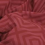 Сімейна однотонна постільна білизна бордовий ромб (23063) З двома підковдрами на блискавці Бязь Ранфорс, фото 7