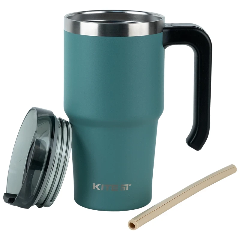 Термокружка з ручкою Kite 600 мл Зелена K24-1207-3