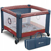 Манеж Lionelo Sofie Blue Cobalt Red з боковим входом на блискавці та м'яким килимком для ігор