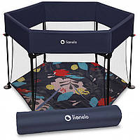 Манеж Lionelo Roel BLUE NAVY, шестигранна форма, розміри 118 х 118 х 83 см, система LockGuard