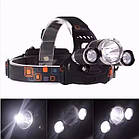 Налобний ліхтар на акумуляторі 18650 Led headlight RJ 3000 з лінзою Ліхтарик на лоб, Ліхтарик на голову, фото 10