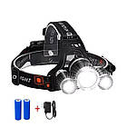 Налобний ліхтар на акумуляторі 18650 Led headlight RJ 3000 з лінзою Ліхтарик на лоб, Ліхтарик на голову, фото 3