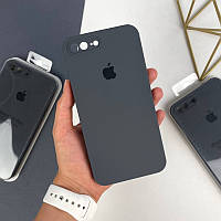 Силіконовий чохол для iPhone 7 Plus/8 Plus з мікрофіброю і квадратними бортами. Сірий (15)