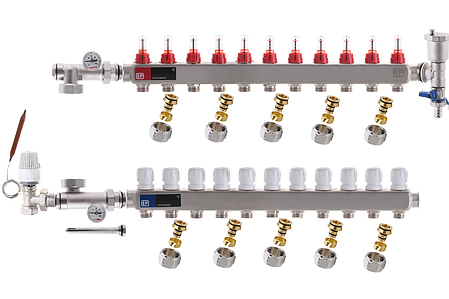 Колектор для теплої підлоги в зборі на 11 контурів Europroduct, фото 1