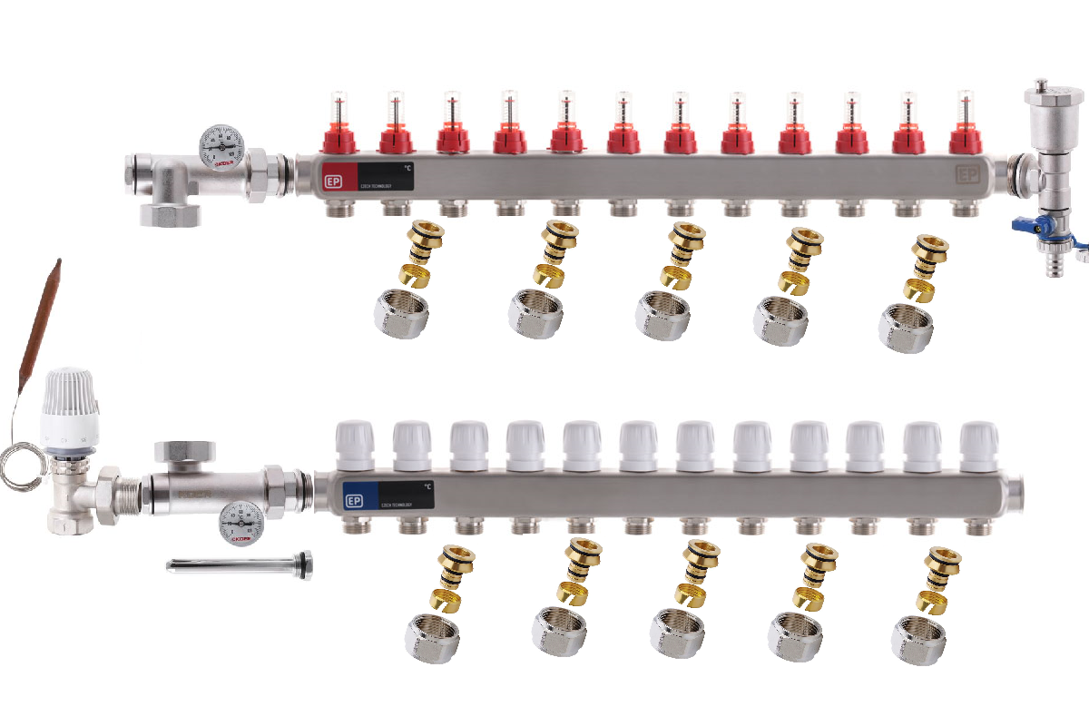 Колектор для теплої підлоги в зборі на 12 контурів Europroduct
