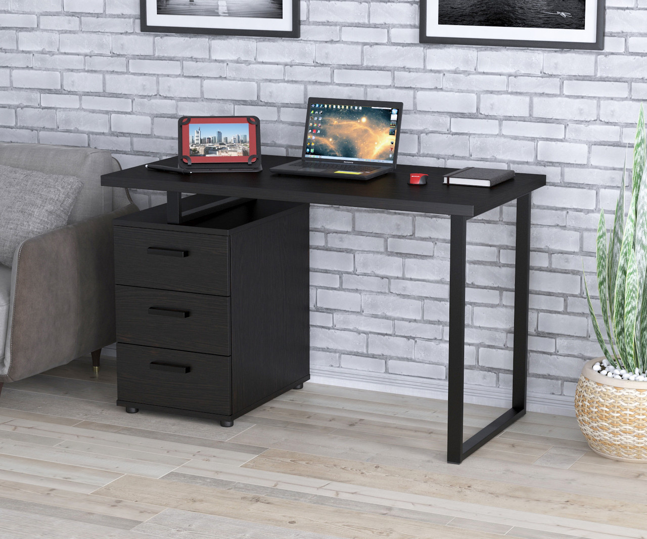 Письмовий стіл Loft design L-27 Венге Луїзіана Чорний