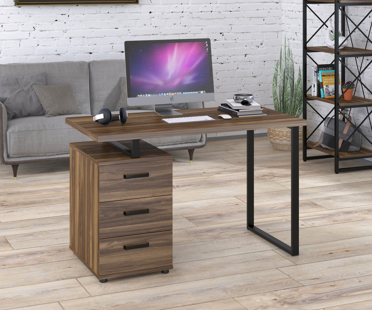 Письмовий стіл Loft design L-27 Орех Модена Черный, фото 1