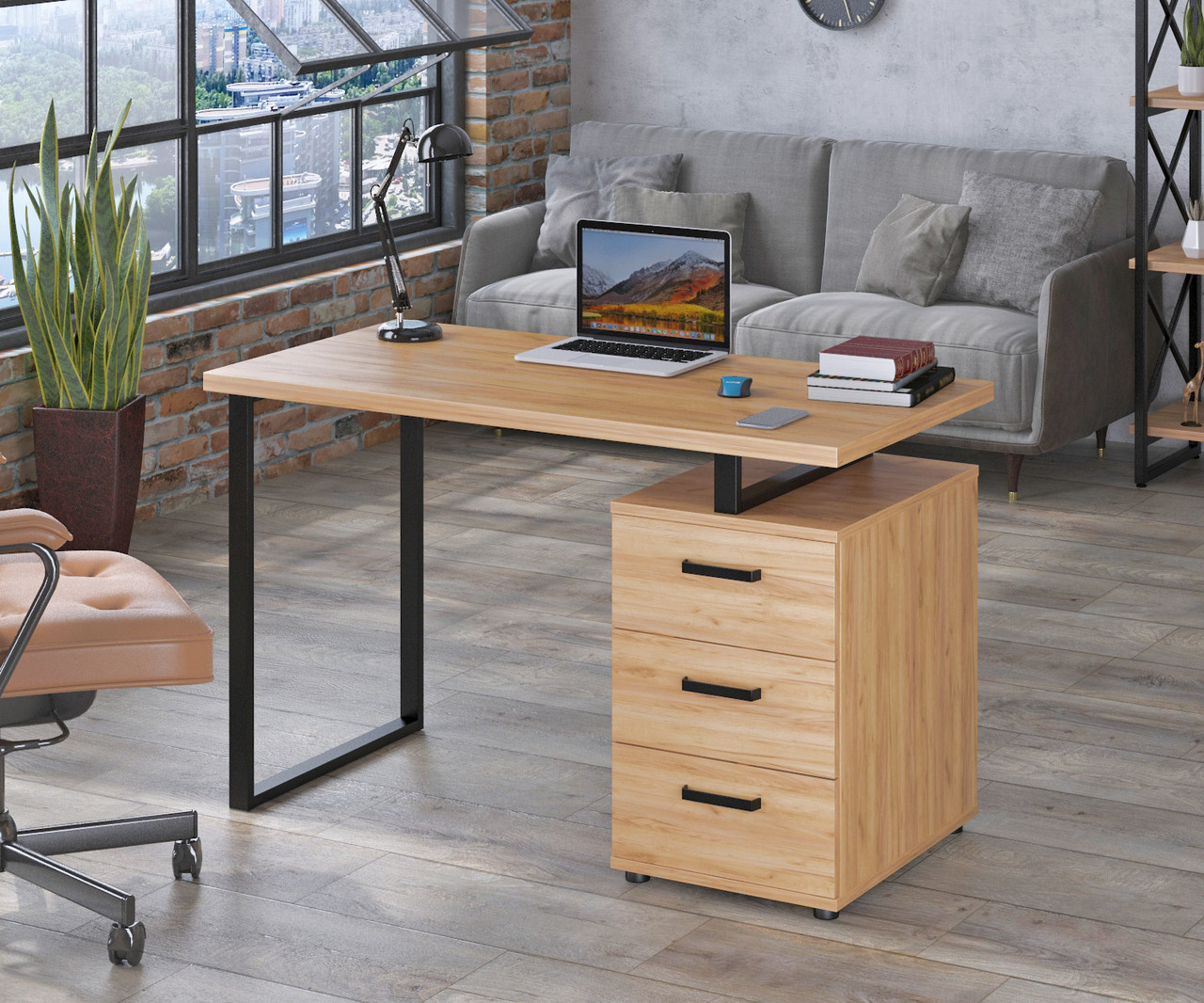 Письмовий стіл Loft design L-27   Дуб Крафт золотой Черный, фото 1