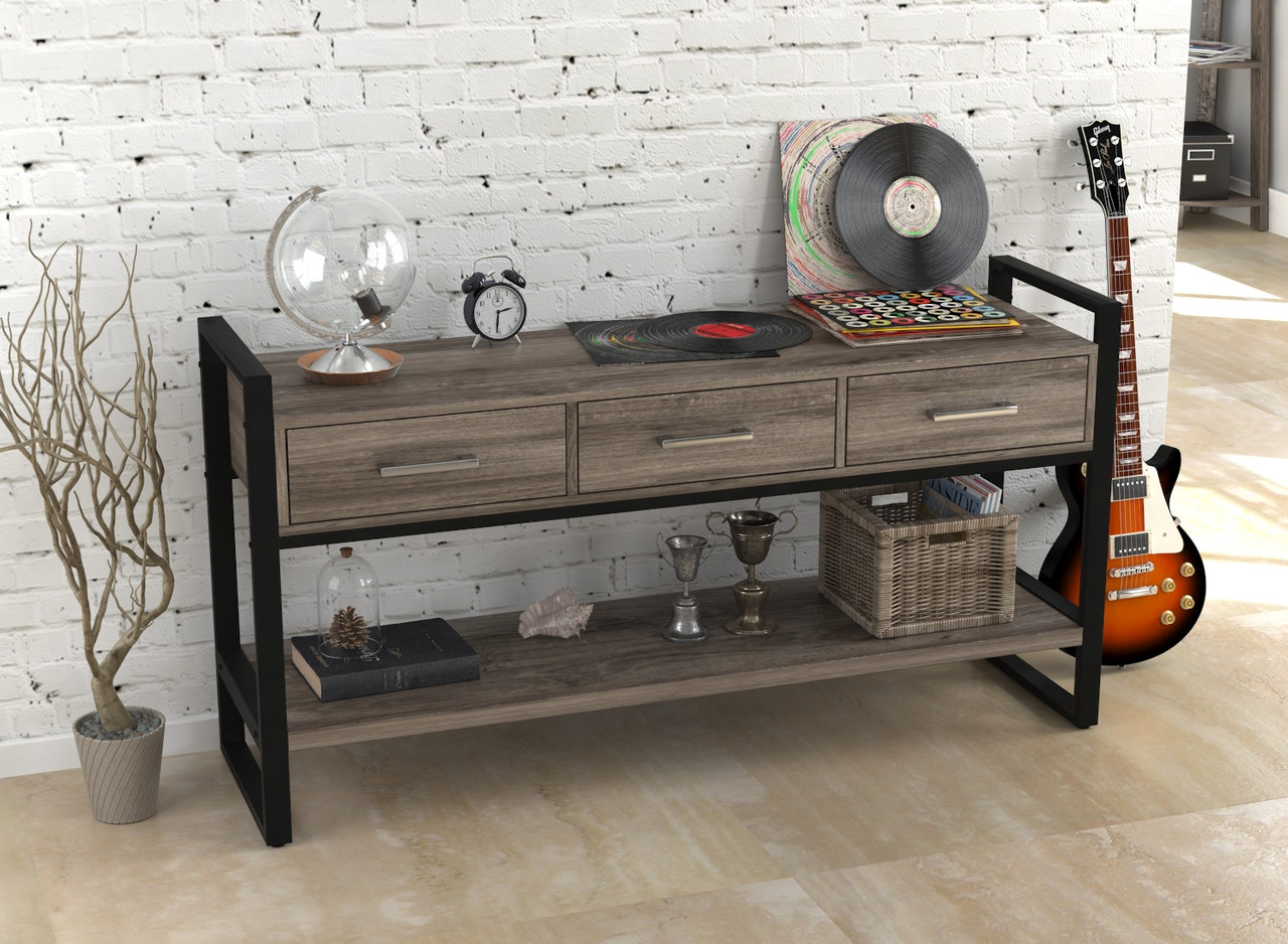 Консоль з ящиками L-145 чорний Loft Design  Дуб Палена, фото 1