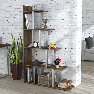 Стелаж-перегородка L-160 сріблястий Loft Design Орех Модена