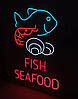 Вивіска неонова "Fish Seafood" 790х550 мм з пультом управління, фото 5