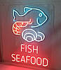 Вивіска неонова "Fish Seafood" 790х550 мм з пультом управління, фото 6