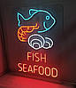 Вивіска неонова "Fish Seafood" 790х550 мм з пультом управління, фото 7