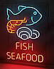 Вивіска неонова "Fish Seafood" 790х550 мм з пультом управління, фото 8