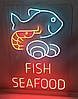 Вивіска неонова "Fish Seafood" 790х550 мм з пультом управління, фото 11