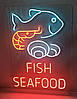 Вивіска неонова "Fish Seafood" 790х550 мм з пультом управління, фото 9