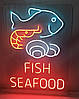 Вивіска неонова "Fish Seafood" 790х550 мм з пультом управління, фото 10